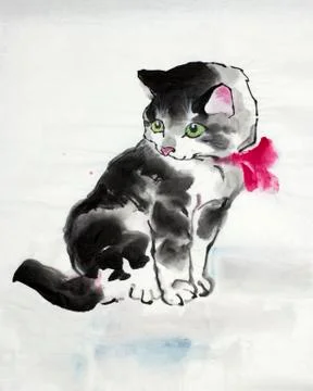 Cute and fluffy kitten Stock Illustration
