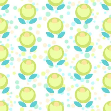 Cute and fresh vector seamless lime green and jade fun floral pattern Illustrazione stock