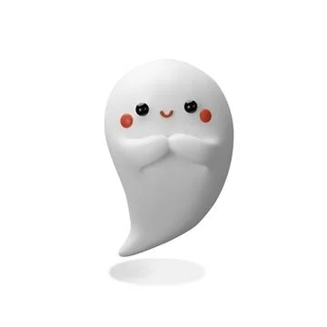 Cute and friendly 3D ghost Stock Illustration