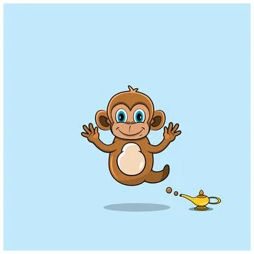 Cute and Funny Animals With Monkey. Genie Character. Perfect For Mascot, lo.. Stock Illustration