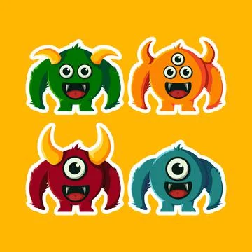 Cute and funny devil monster cartoon illustration Illustrazione stock
