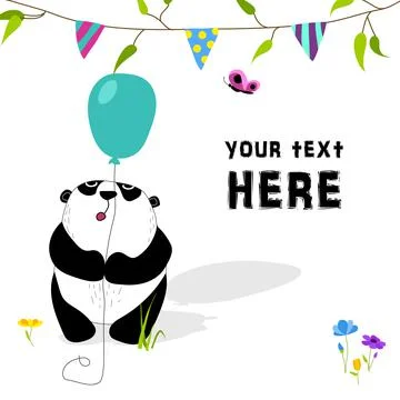 Cute and funny panda keeps balloon background. Stock Illustration