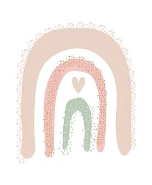 Cute and romantic boho rainbow Stock Illustration