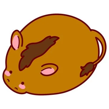Cute and round simple brown horse illustration outlined Stock Illustration