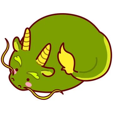Cute and round simple Chinese dragon illustration outlined Stock Illustration