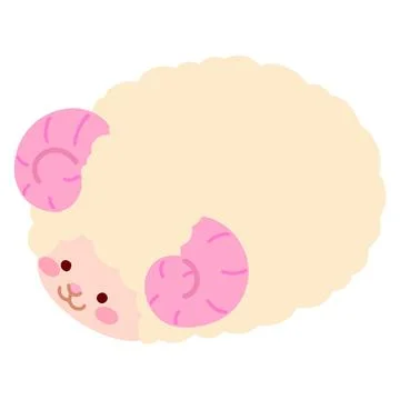 Cute and round simple fluffy sheep illustration flat colored Stock Illustration