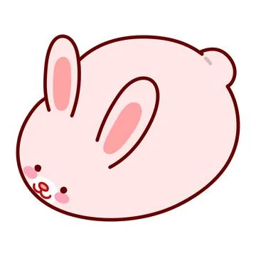 Cute and round simple pink rabbit illustration outlined Stock Illustration