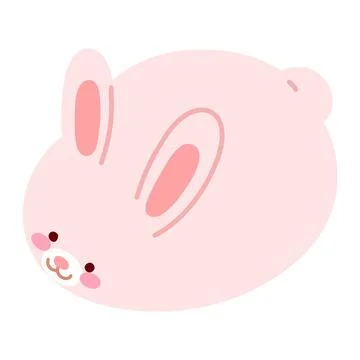 Cute and round simple pink rabbit illustration flat colored Stock Illustration