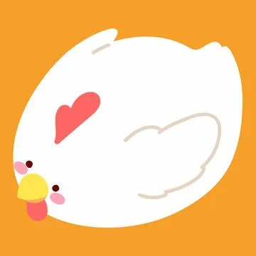 Cute and round simple white chicken illustration flat colored Stock Illustration