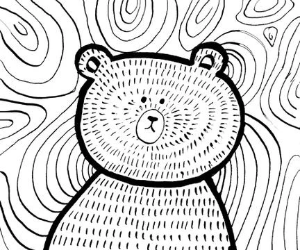 Cute and scary teddy bear illustration. Cartoon ink character design Stock Illustration