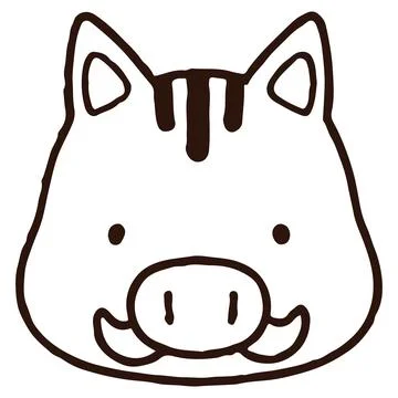 Cute and simple boar line art Stock Illustration