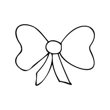 Cute and simple hand drawn bow, decorative vector icon for stickers Stock Illustration