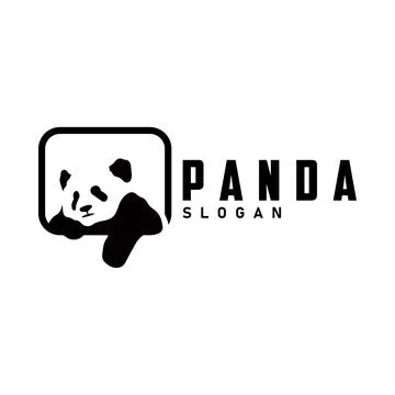 Cute and simple lazy black and white panda animal silhouette design templat.. Stock Illustration