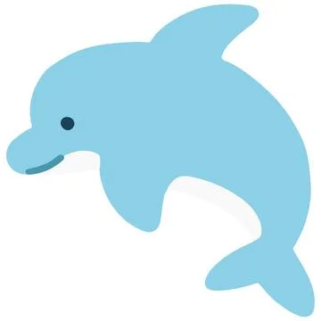 Cute and simple pastel blue dolphin flat colored Stock Illustration