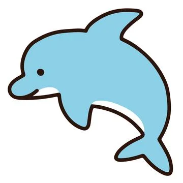 Cute and simple pastel blue dolphin with outlines Stock Illustration