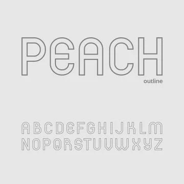 Cute and simple sans serif font in uppercase (outline version) Stock Illustration