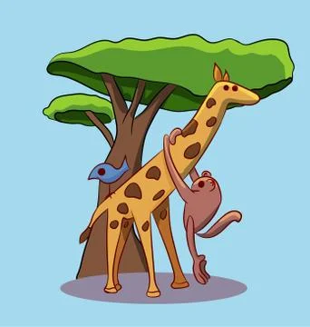 Cute and simple vector cartoon animals isolated Stock Illustration