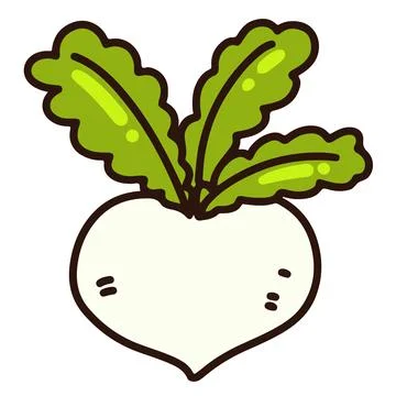 Cute and simple white radish Illustrazione stock