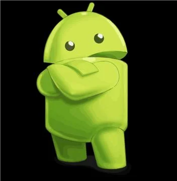 CUTE ANDROID ICON STANDING WITH HANDS FOLDED, TECHNOLOGY CONCEPT Ilustração Stock