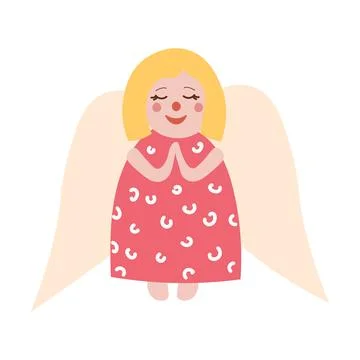 Cute angel on a white background vector illustration Stock Illustration