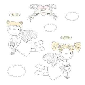 Cute angels illustration Illustrazione stock
