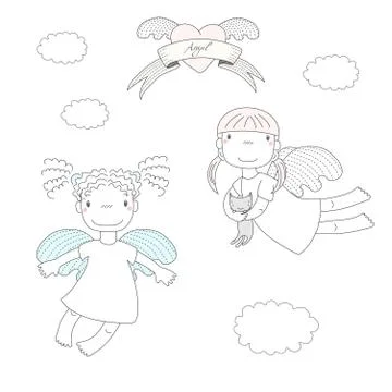 Cute angels illustration Illustrazione stock