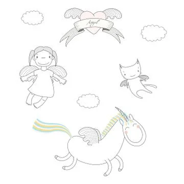 Cute angels illustration Illustrazione stock