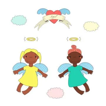 Cute angels illustration Illustrazione stock