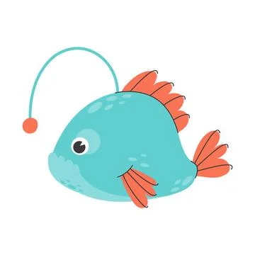 Cute angler fish. Stock Illustration