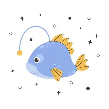 Cute angler fish. Stock Illustration