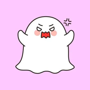 Cute angry ghost with anger mark Halloween Stock Illustration