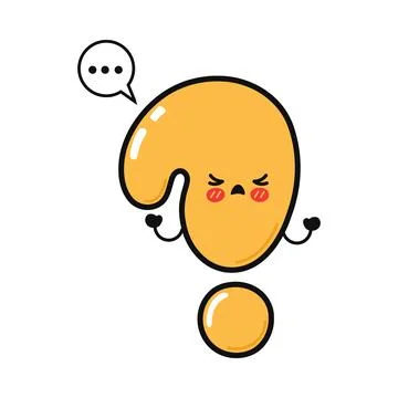 Cute angry question mark character with speech bubble and blush Иллюстрация