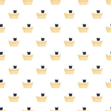 Cute animal in a bathtub cartoon pattern Stock Illustration