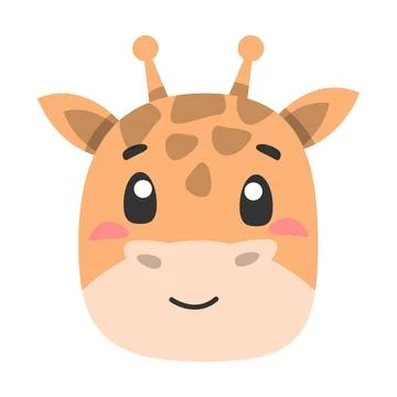 Cute animal giraffe icon, flat illustration for your design flat style Stock Illustration