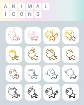 Cute animal icons Stock Illustration