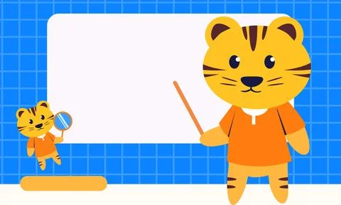 Cute Animal Instructor Presenting Lessons in a Classroom Setting Illustration Stock Illustration