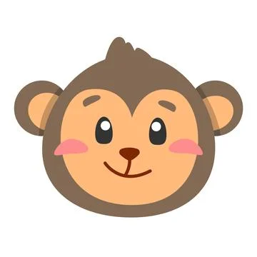 Cute animal monkey icon, flat illustration for your design flat style Stock Illustration