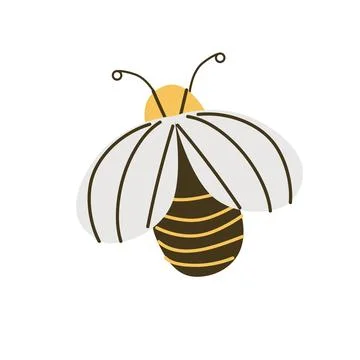 Cute animal or insect bee with wing and antenna Stock Illustration