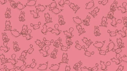 Cute Animal Pattern Background for Kids and Babies. Stock Footage 321854358