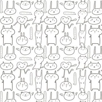 Cute Animal Pattern Background. Vector Illustration. Stock Illustration