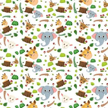 Cute animal seamless pattern Stock Illustration