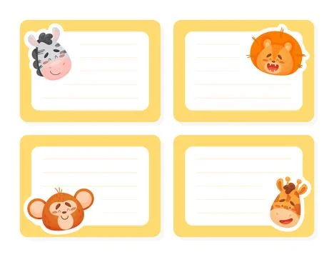 Cute Animal Smiling Muzzle at Empty Card Vector Template Stock Illustration