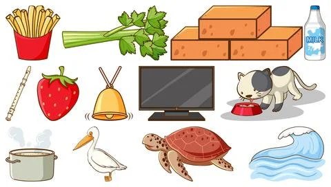 Cute animals and other objects Stock Illustration