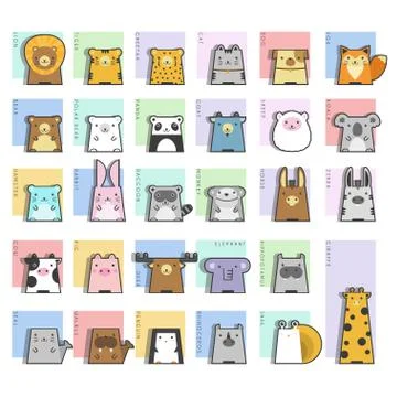 Cute Animals  Icon Set Stock Illustration