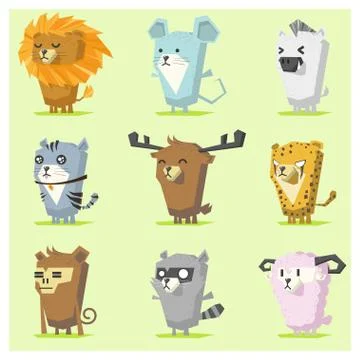 Cute Animals  Icon Set Stock Illustration