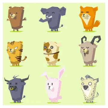 Cute Animals  Icon Set Stock Illustration
