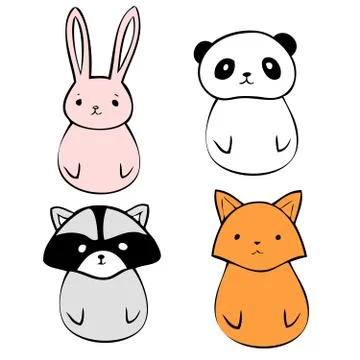 Cute animals icons Stock Illustration