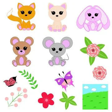 Cute animals Illustrazione stock
