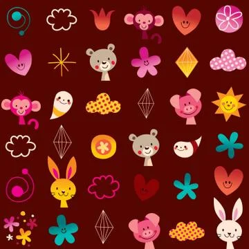Cute animals kids pattern 스톡 일러스트