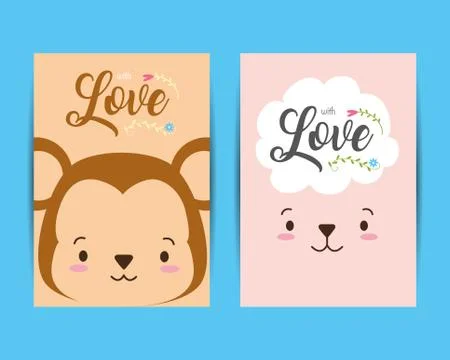 Cute animals love Stock Illustration